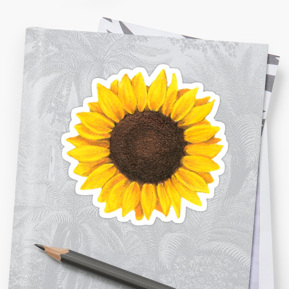 1000x1000 Sunflower Drawing Sticker - Sunflower Drawing Pictures