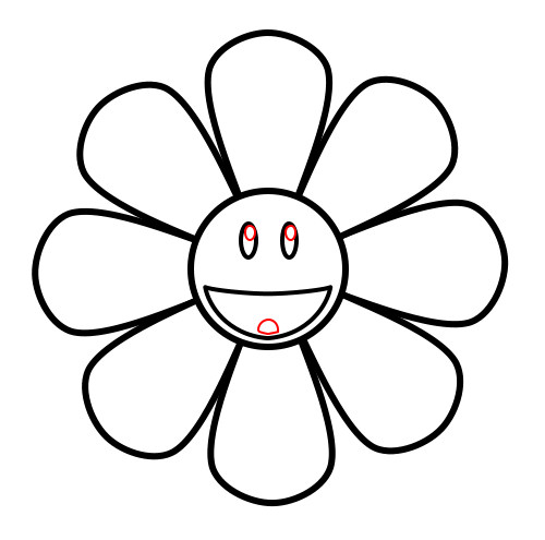 500x495 Drawing A Cartoon Sunflower - Sunflower Drawing Simple