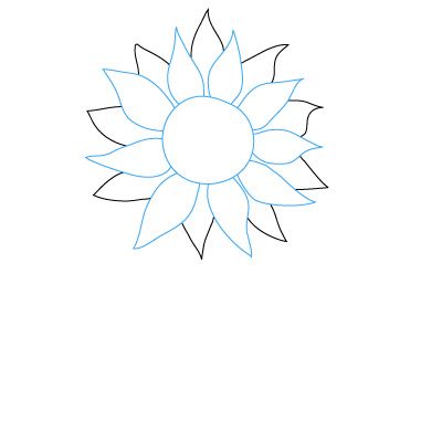 400x400 Sunflower Drawing Step - Sunflower Drawing Simple