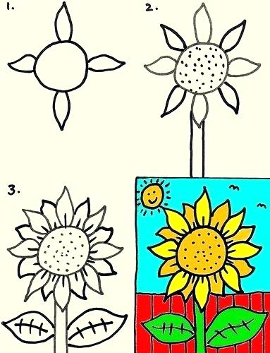 Sunflower Drawing Step By Step At Paintingvalley.com 