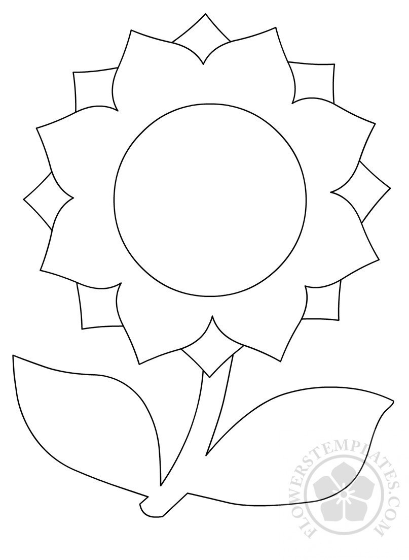 807x1103 Sunflower With Leaves Template Flowers Templates - Sunflower Drawing Template