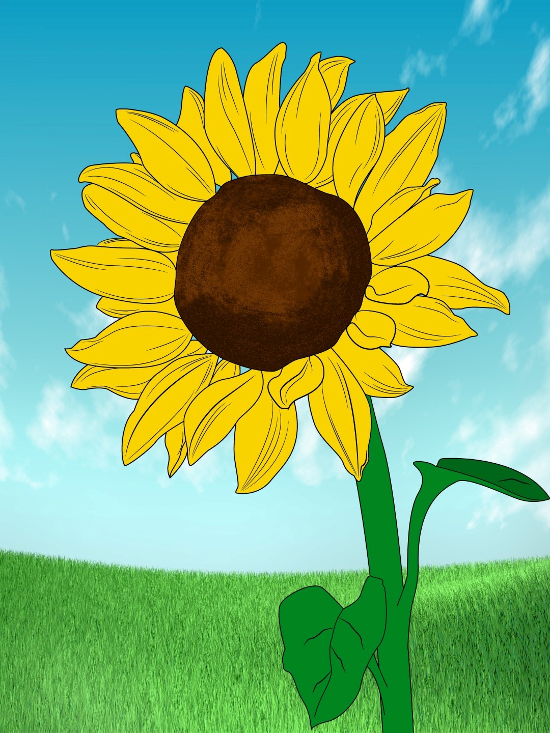 1080x1440 How To Draw A Sunflower - Sunflower Drawing Tutorial. 