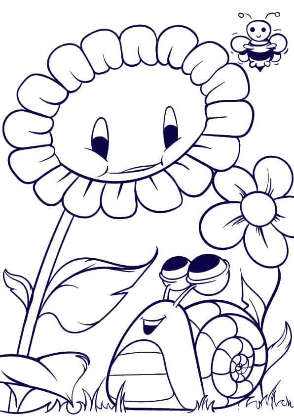 596x843 Learn How To Draw A Sunflower And A Snail - Sunflower Drawing Tutorial