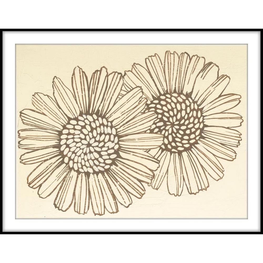 1000x1000 Ptm Images In X In ''sunflower Line Drawing'' Framed - Sunflower Line Drawing