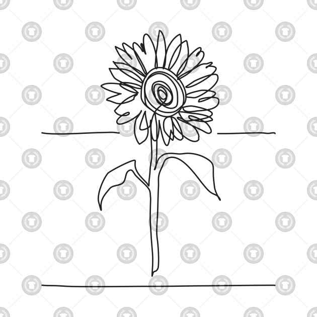 630x630 Sunflower Line Drawing Black - Sunflower Line Drawing