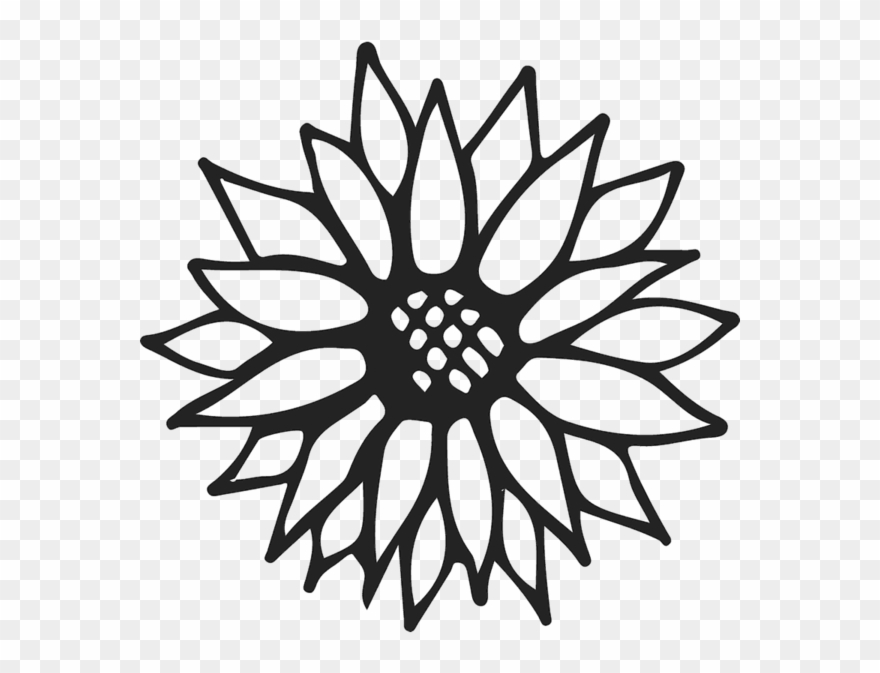 880x673 Sunflower Outline Rubber Stamp - Sunflower Outline Drawing
