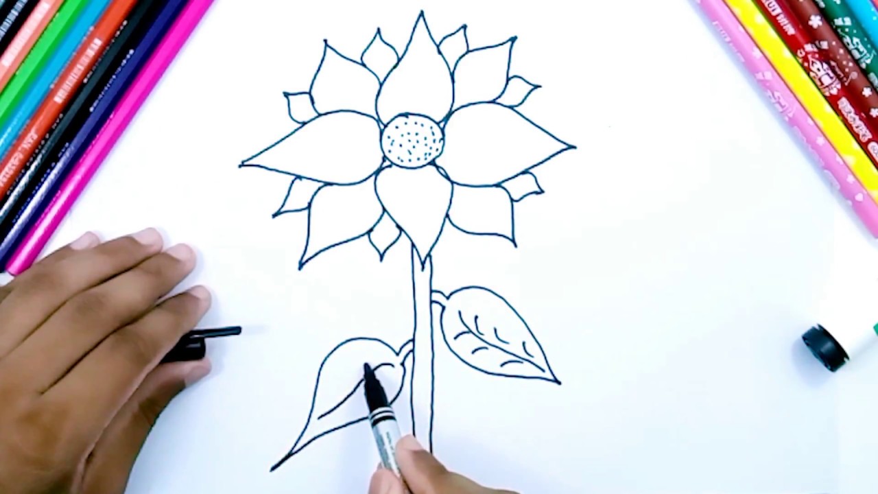 1280x720 How To Draw Sunflower - Sunflower Pencil Drawing