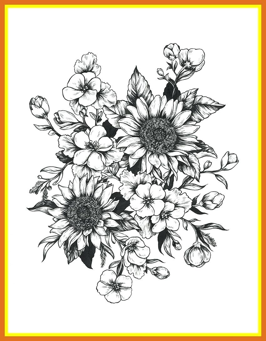 Sunflower Pencil Drawing at PaintingValley.com | Explore collection of ...