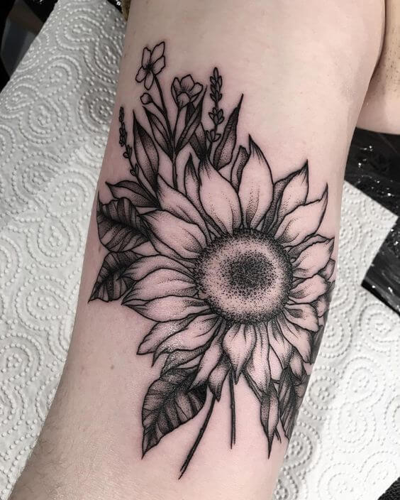 564x704 Sunflower Tattoos For Women - Sunflower Tattoo Drawing
