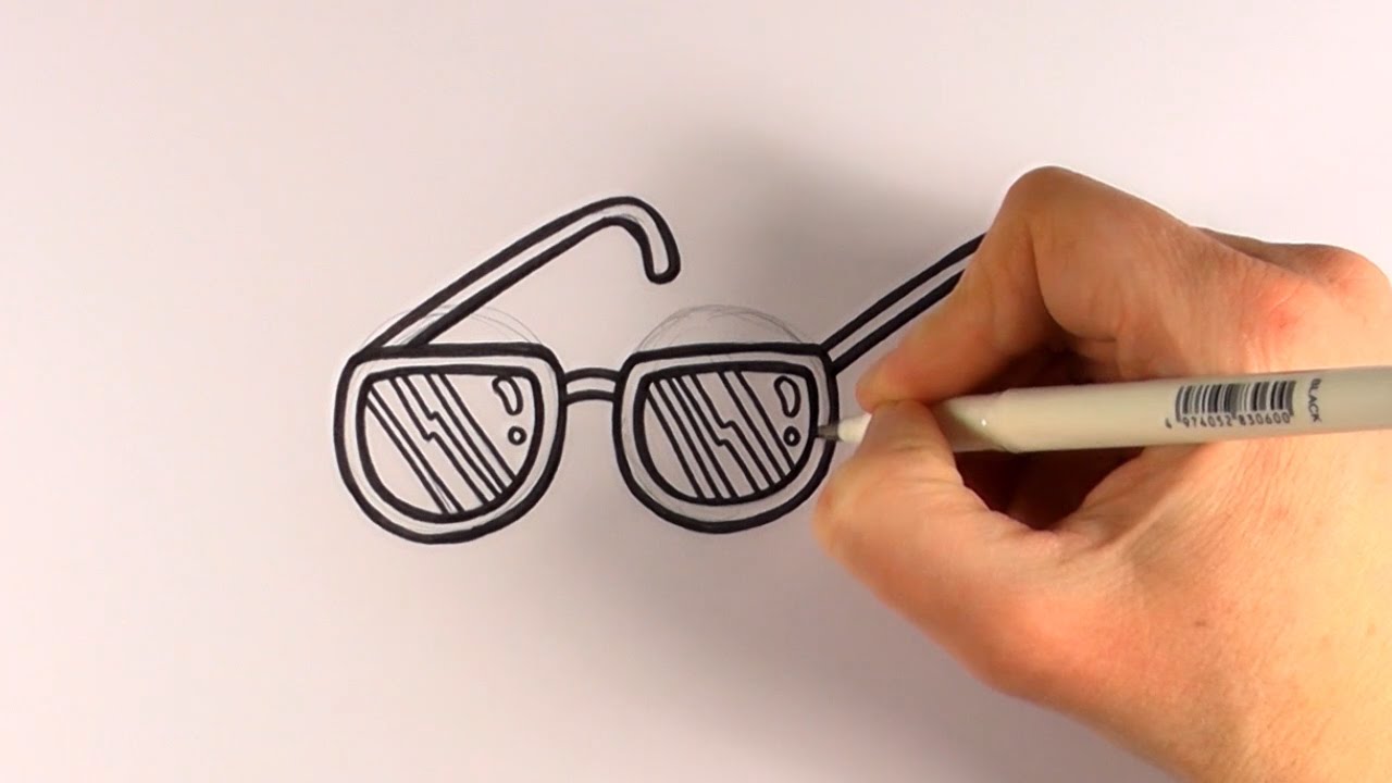 1280x720 how to draw a cartoon pair of sunglasses - Sunglasses Drawing