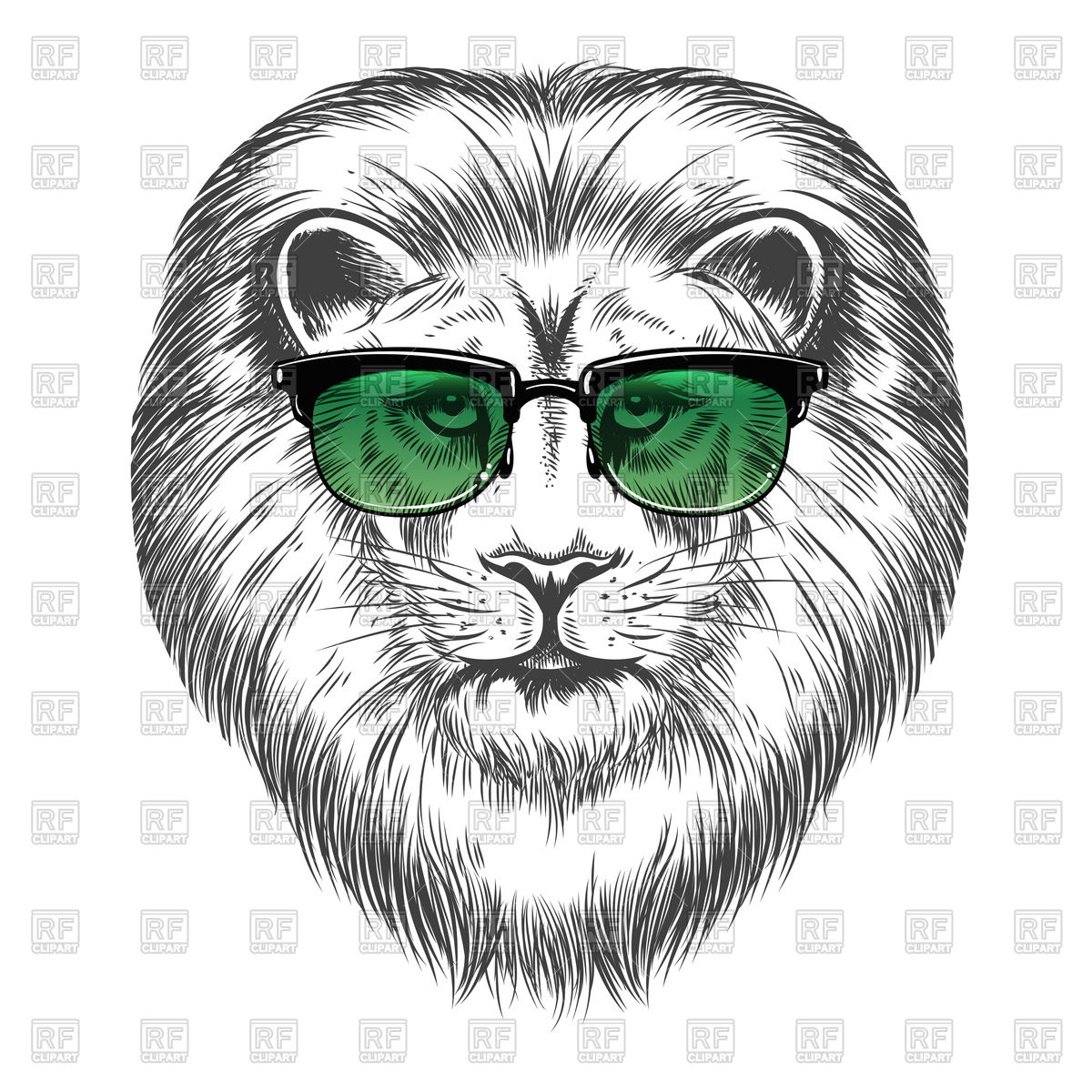 1200x1200 hand drawn lion in sunglasses isolated on white background vector - Sunglasses Drawing