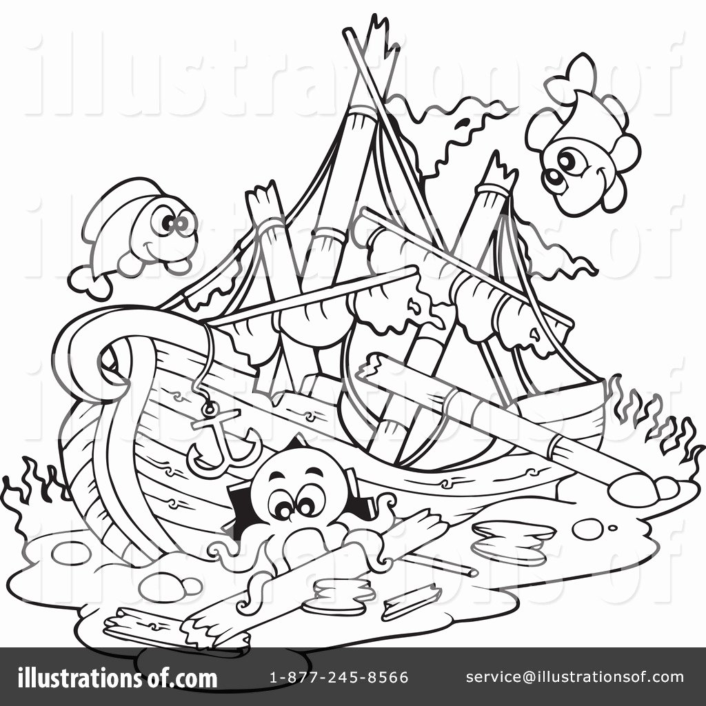 1024x1024 Pirate Boat Coloring - Sunken Pirate Ship Drawing