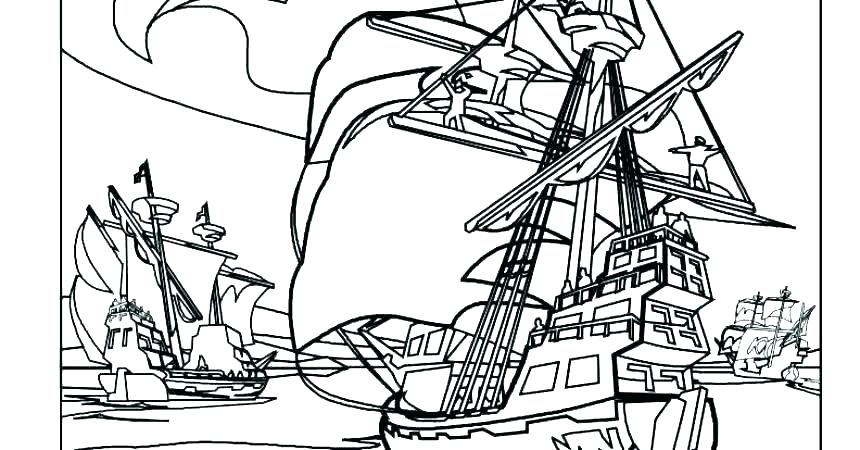 860x450 Ship Coloring - Sunken Pirate Ship Drawing