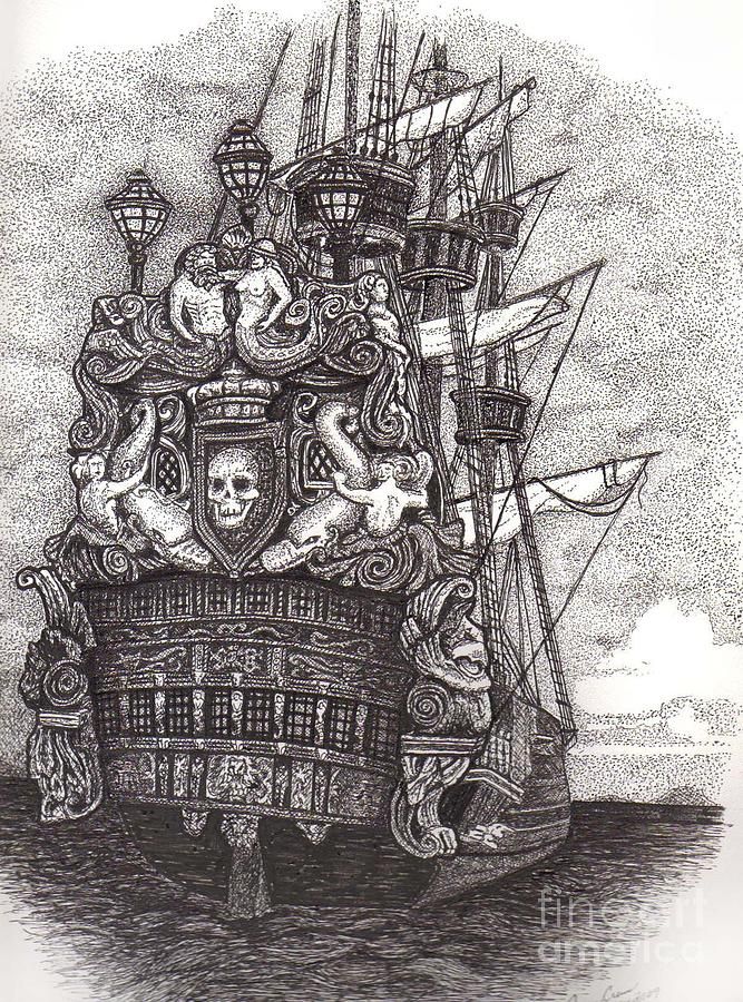 667x900 old pirate ships pirate ship drawing - Sunken Pirate Ship Drawing