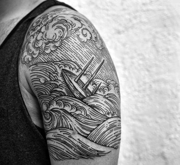 599x549 sinking ship tattoo designs for men - Sunken Ship Drawing