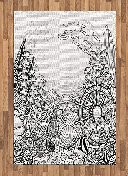 442x606 lunarable aquarium area rug, graphic coral reef - Sunken Ship Drawing