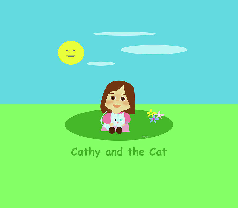 900x789 cathy and the cat and a sunny day drawing - Sunny Day Drawing
