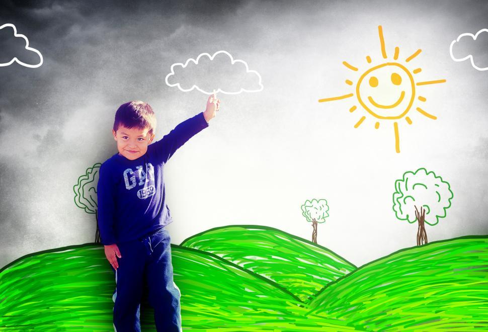 970x660 get free stock photos of happy child drawing a sunny landscape - Sunny Drawing