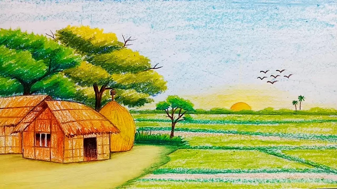 1280x720 How To Draw Scenery Of Sunrise With Pastel Coloursujola Sufola - Sunrise Drawing Images