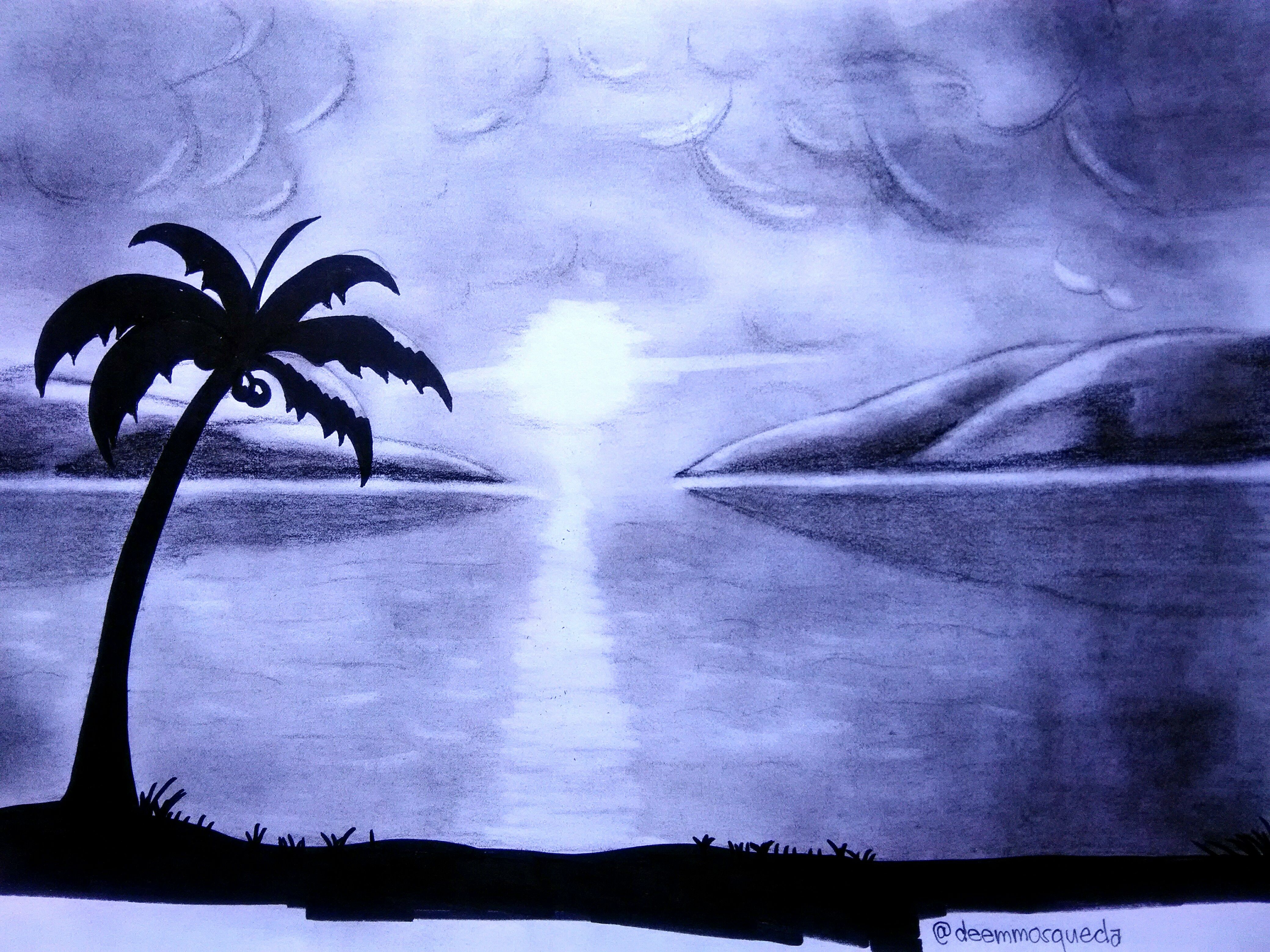 4160x3120 Sunrise In Charcoal Drawing Steemit - Sunrise Drawing Images