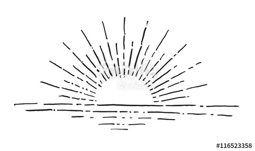 500x297 linear drawing of sunrise vintage style of the image hipster s - Sunrise Pictures Drawing