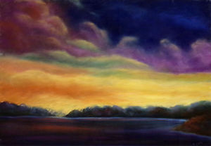 300x208 Scott Nellis Hand Signed Original Pastel Drawing Sunsetsunrise - Sunrise Pictures Drawing