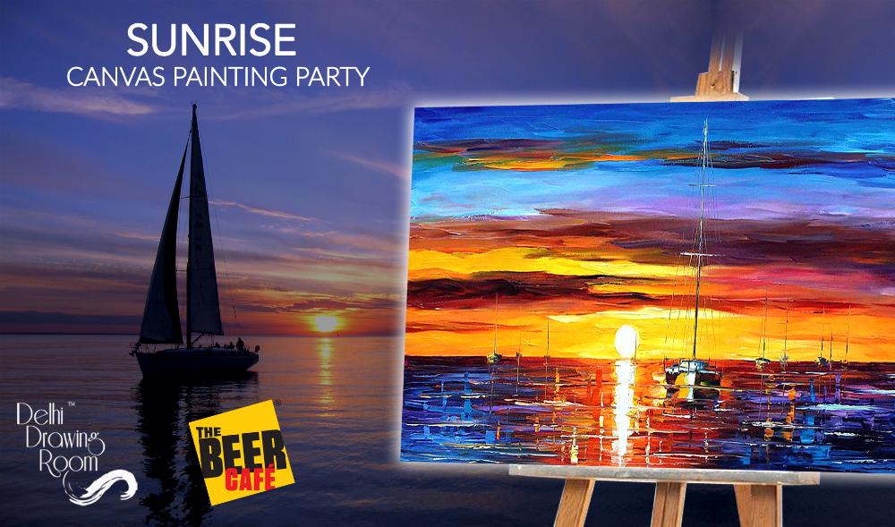 1000x589 the sunrise canvas painting party - Sunrise Pictures Drawing