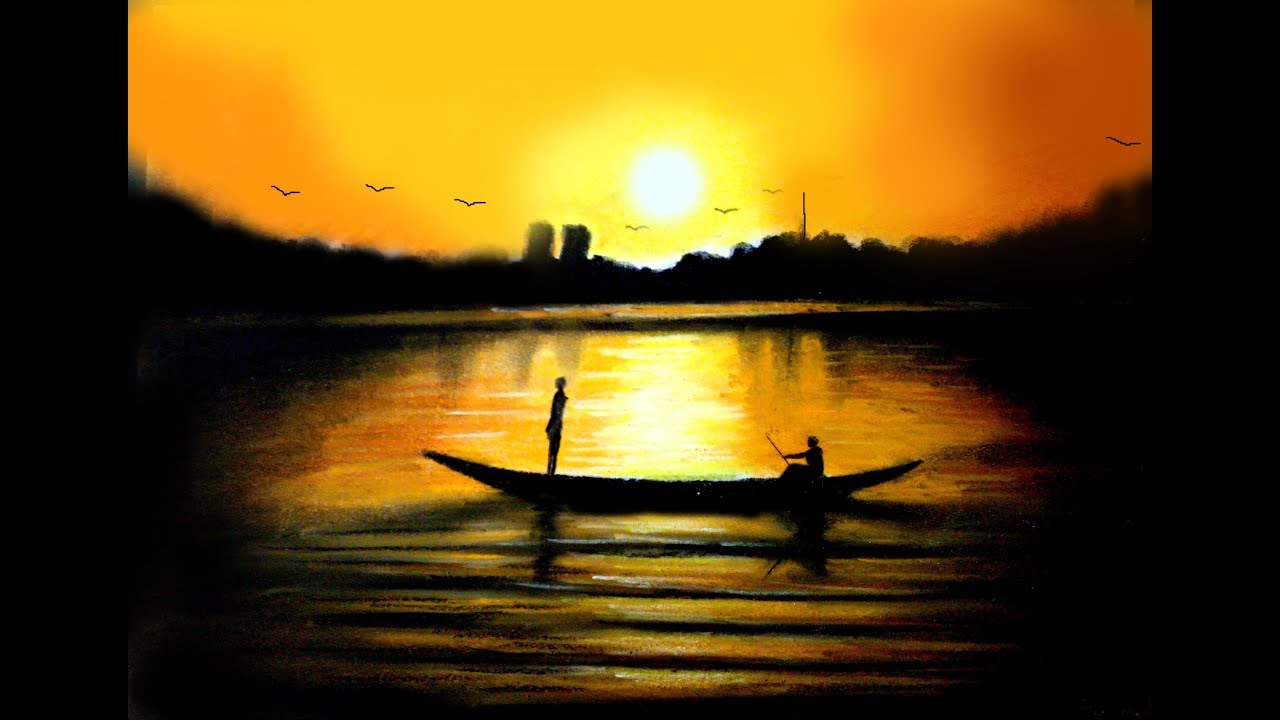 1280x720 how to draw sunrise with pastel step - Sunrise Pictures Drawing