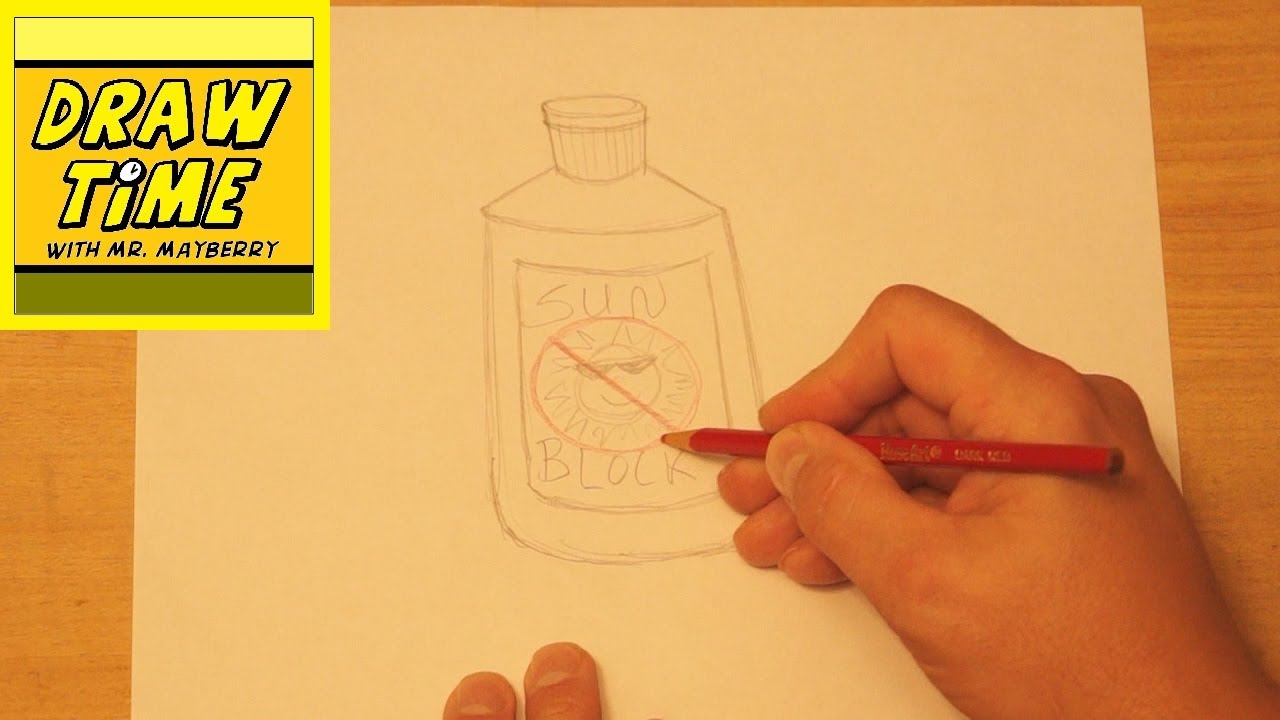 1280x720 How To Draw A Bottle Of Sunblock - Sunscreen Drawing