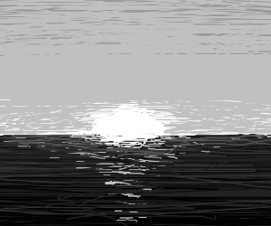 300x250 A Black And White Ocean Sunset Drawing - Sunset Drawing Black And White