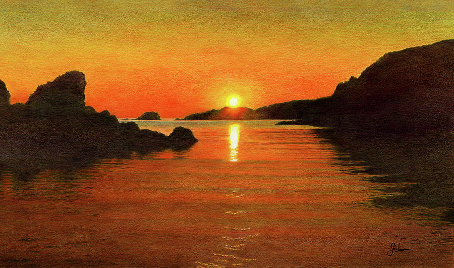 900x531 Tranquil Summer Sunset Drawing - Sunset Drawing Images