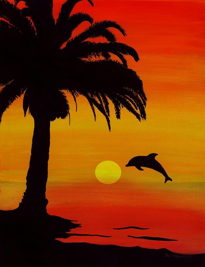 692x900 Dolphin Sunset - Sunset Drawing Images