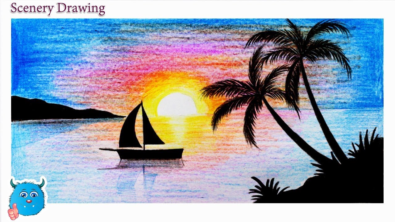 Sunset Drawings In Pencil At Paintingvalley.com | Explore Collection Of