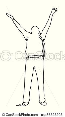 261x470 Man With Hands Raised In The Sunset Concept For Religion, Worship - Sunset Line Drawing