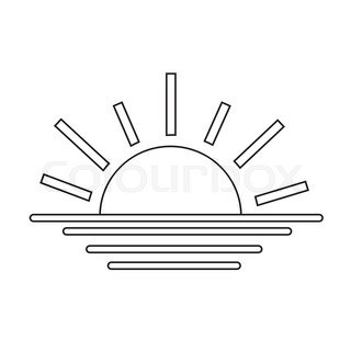 320x320 Sun And Sea Sunset Icon Logo Vector Stock Vector Colourbox - Sunset Line Drawing
