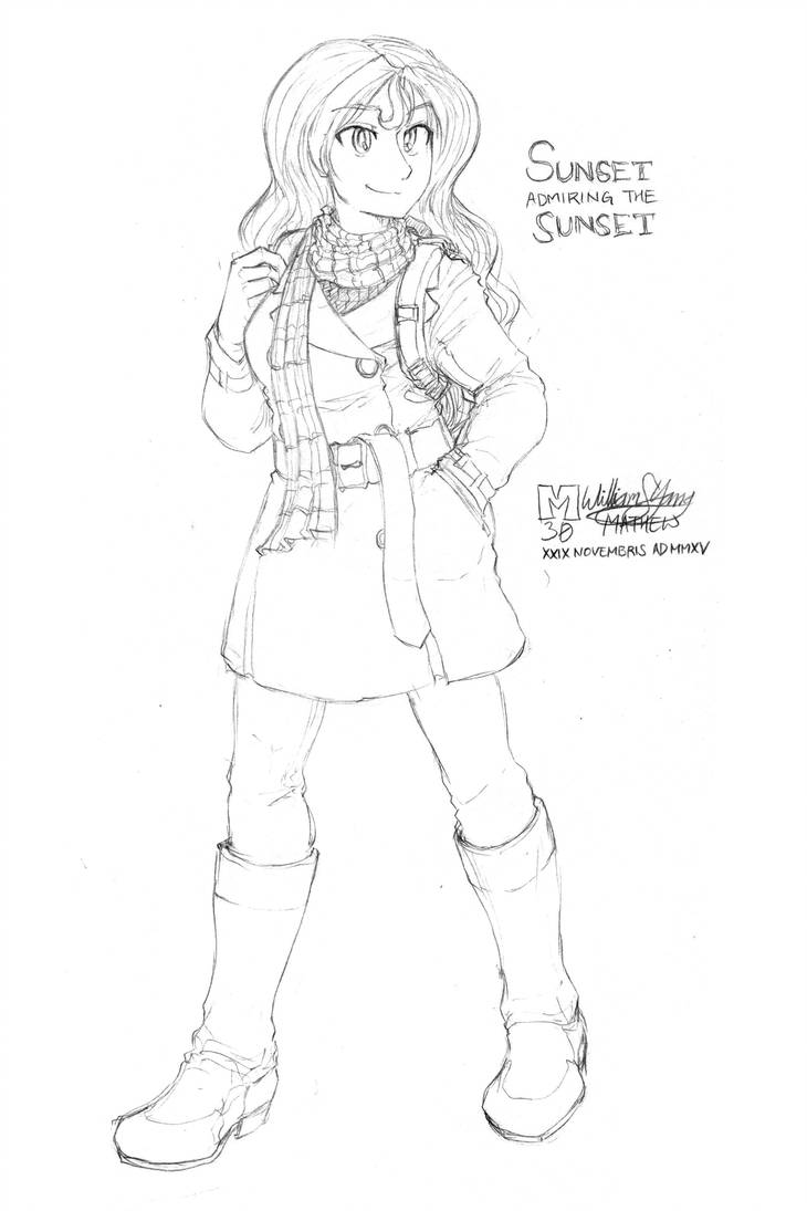 730x1095 Sunset Admiring The Sunset - Sunset Line Drawing