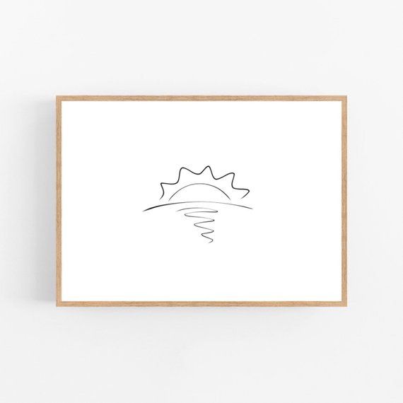 570x570 Sunset Line Art, New York Print, Abstract Sun Wall Decor - Sunset Line Drawing