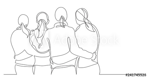 500x264 four female friends standing together watching sunset - Sunset Line Drawing