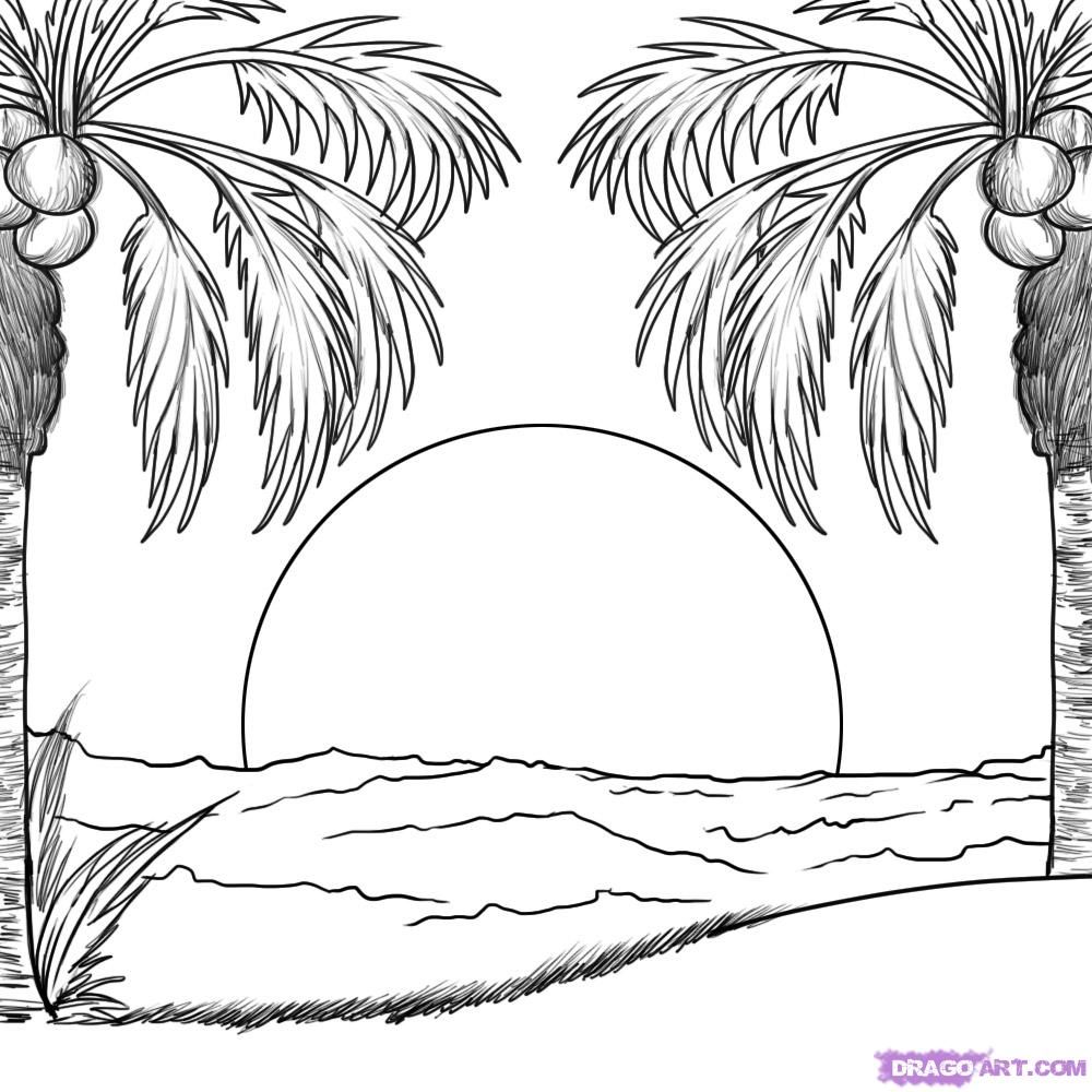 1000x1000 how to draw a sunset i absolutely love this webseite art - Sunset Line Drawing