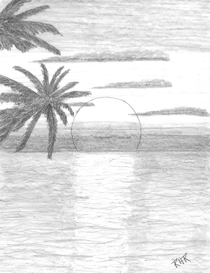 691x900 Sunset On The Water Drawing - Sunset Over Water Drawing