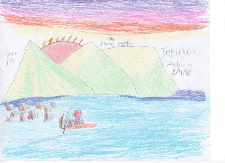 760x552 Sunset On The Water And Before The Mountains - Sunset Over Water Drawing