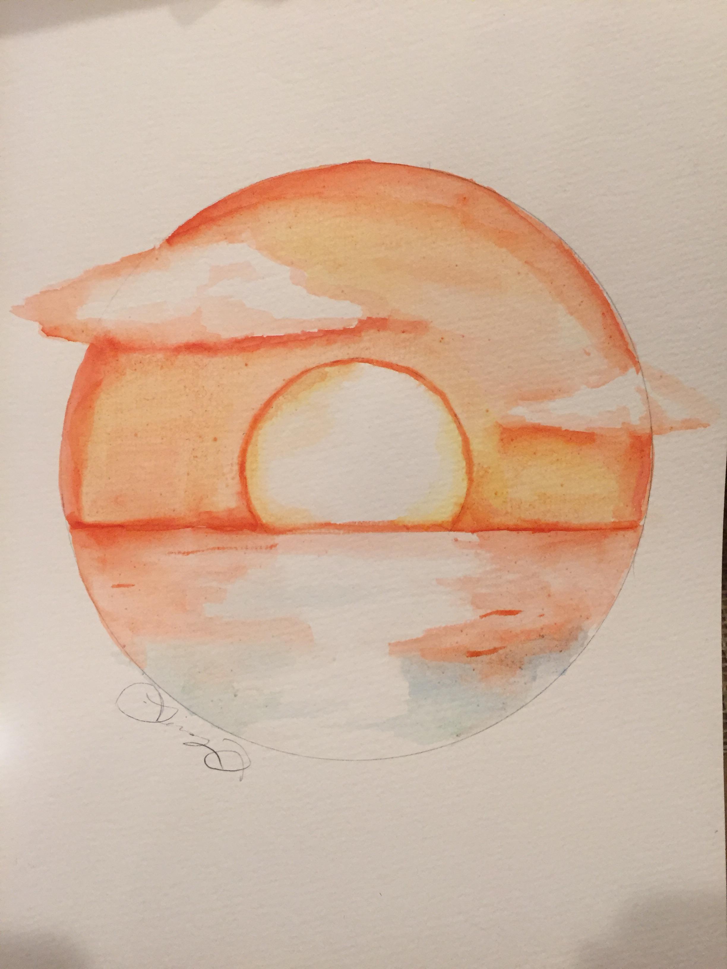 2448x3264 Sunset Over Water, Watercolor, Art - Sunset Over Water Drawing