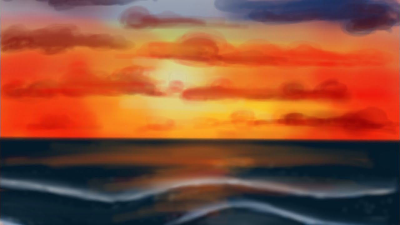 Sunset Over Water Drawing at PaintingValley.com | Explore collection of ...