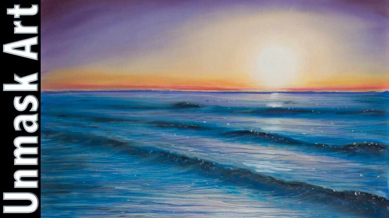 1280x720 sunset seascape soft pastel drawing time lapse - Sunset Over Water ...