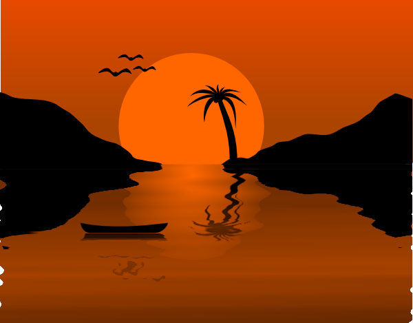 600x469 Sunset Water Scene Clip Art - Sunset Over Water Drawing