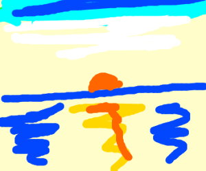 300x250 Sunset Over Water Drawing - Sunset Over Water Drawing