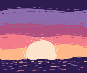 300x250 Aesthetic Sunset Over Water Drawing - Sunset Over Water Drawing