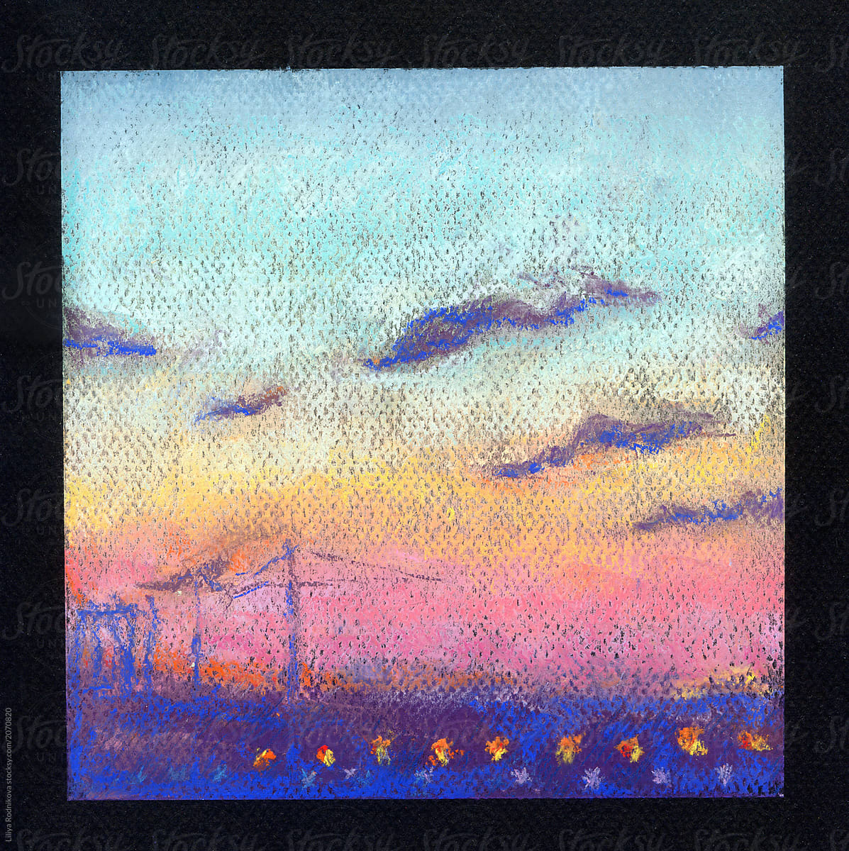 1197x1200 soft pastel drawing of sunset evening sky stocksy united - Sunset Pastel Drawing