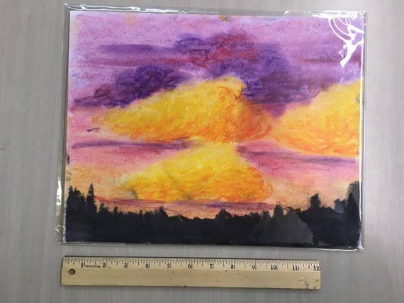 570x428 Clouds - Sunset Pastel Drawing