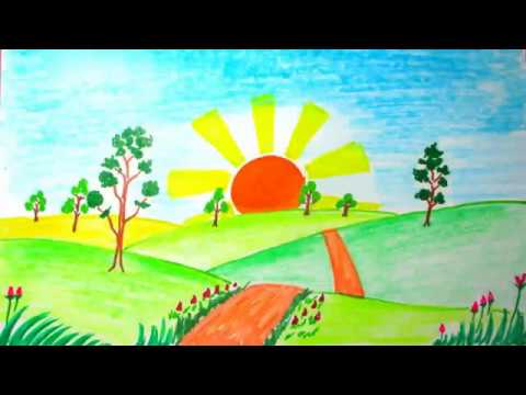 480x360 how to draw perfect mountain landscape and sunshine for kids - Sunshine Drawing